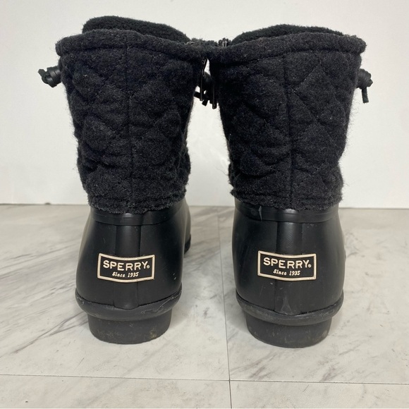 Sperry Saltwater Waterproof Duck Black Boot 8 1/2 W - Picture 3 of 15